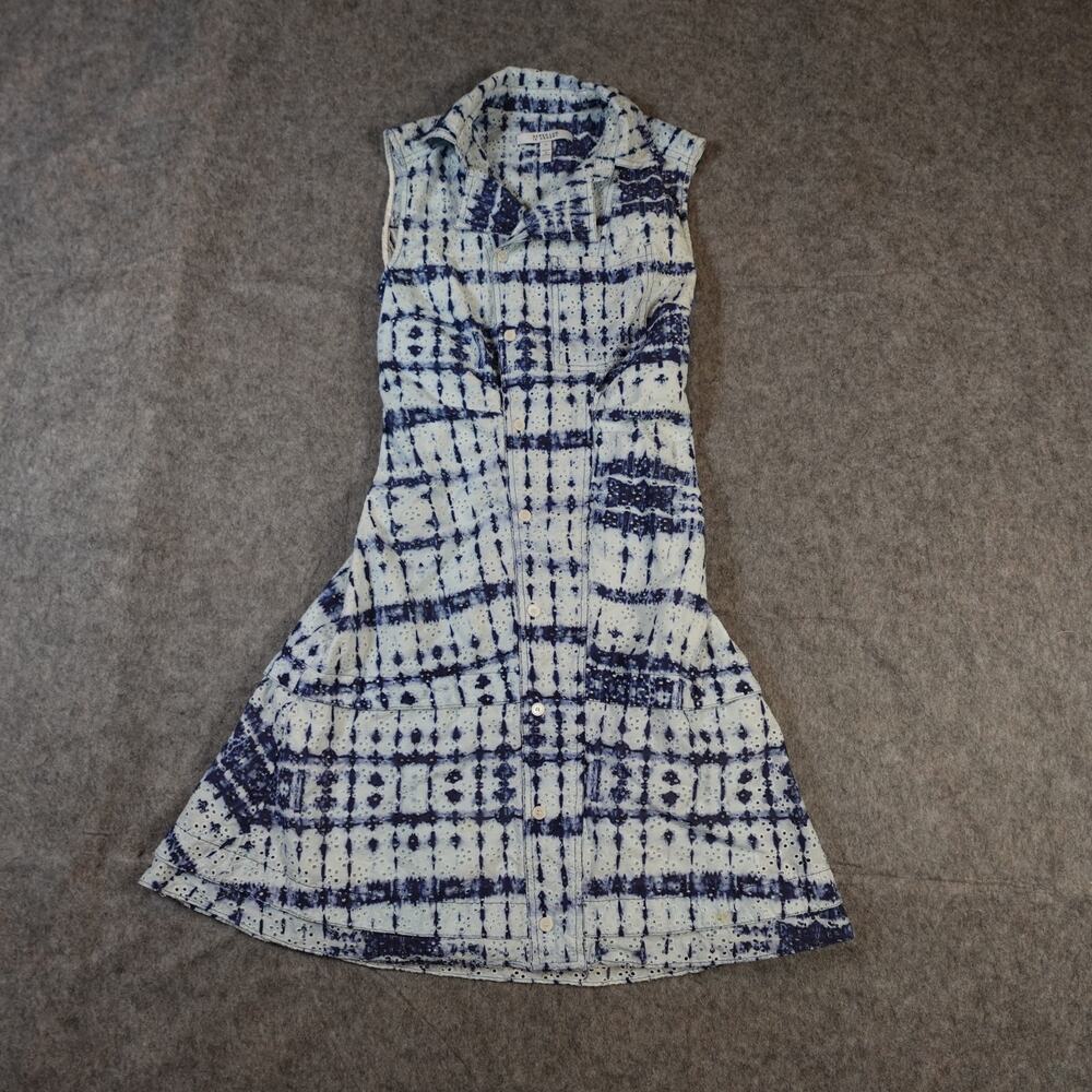 Derek Lam 10 Crosby Dress Womens 0 Satina Denim Shirt Tie Dye Blue A-Line